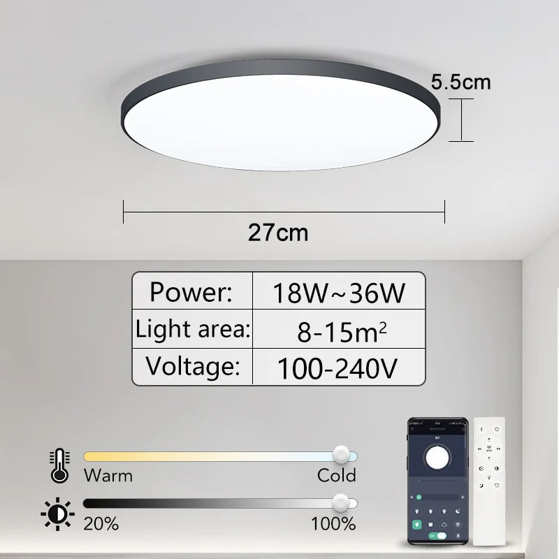 Maravi Glow | dimmbare LED-Deckenleuchte mit Fernbedienung für Schlafzimmer und Wohnzimmer
