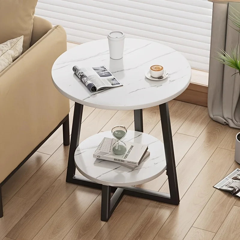 Moderne tweelaagse bijzettafel Aralynae – ruimtebesparend ontwerp voor elk huis