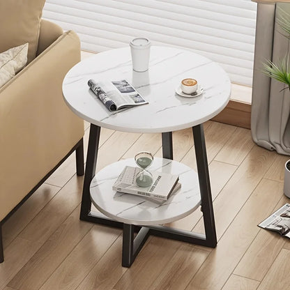 Moderne tweelaagse bijzettafel Aralynae – ruimtebesparend ontwerp voor elk huis