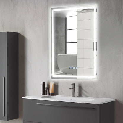 Claravo Edge | Rechteckiger LED Wandspiegel mit Antibeschlag & Touch-Dimmer, 3 Lichtfarben
