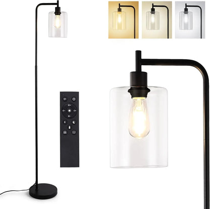 AuriVélo Arcus | Dimmbarer LED-Standfluter mit Glas-Schirm und Fernbedienung
