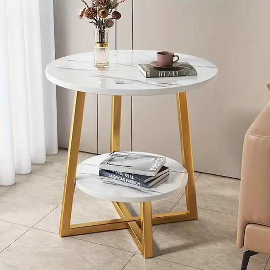 Moderne tweelaagse bijzettafel Aralynae – ruimtebesparend ontwerp voor elk huis