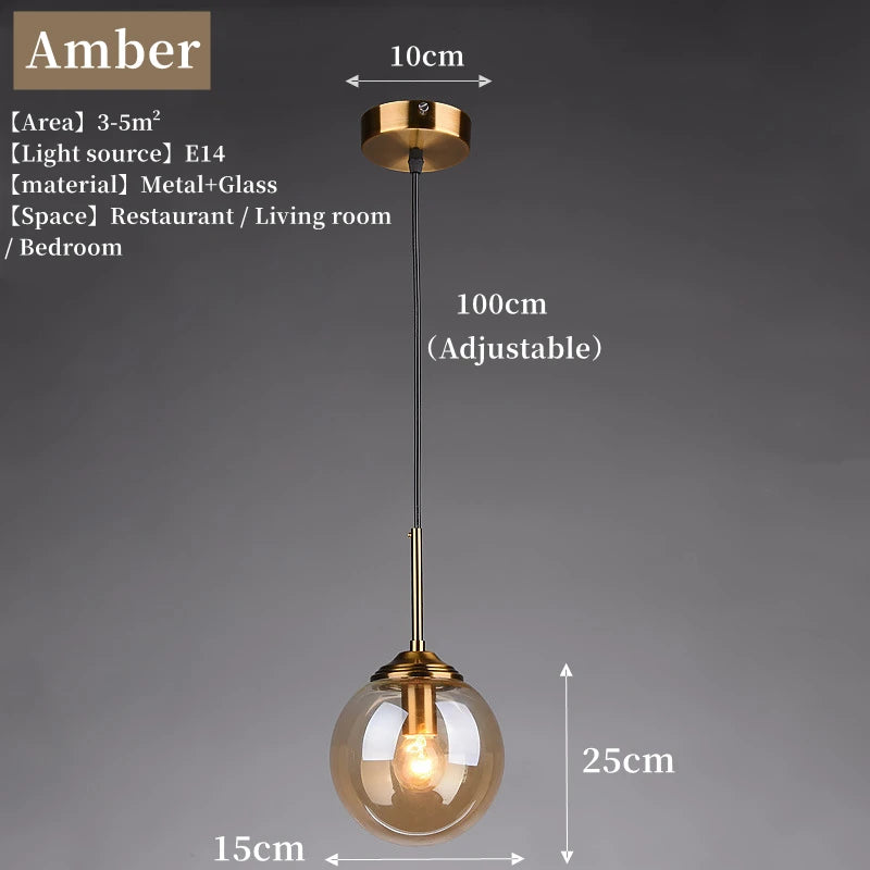 Solvyn Era | LED-Glas-Pendelleuchte mit Metallakzent für Schlafzimmer und Essbereich
