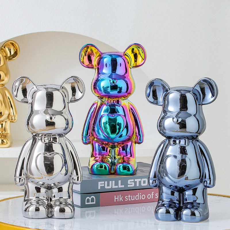 Brunno Figur | Keramik-Teddy im Designstil als Dekofigur in 17/27 cm