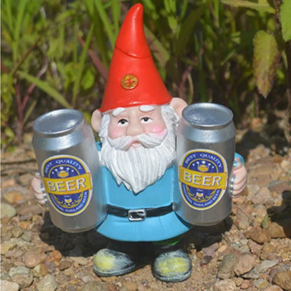 Gartenzwerg Figur | Betrunkener Zwerg mit Bier | Lustige Deko | Kunstharz