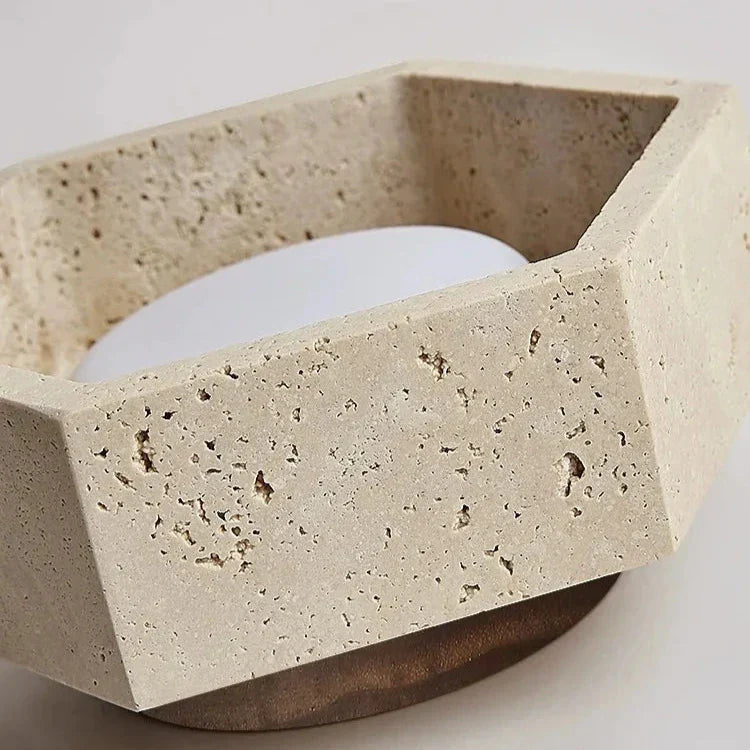 Albora – Wabi Sabi LED plafondlamp van travertijn natuursteen