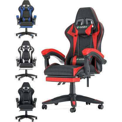 Serava – Ergonomischer Gamingstuhl mit Fußstütze, Lendenkissen & Verstellbarer Höhe