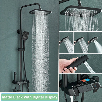 Klynta Noir | Digitales Duschsystem mit Regenduschkopf und Bidetbrause