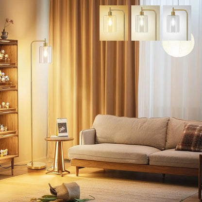 AuriVélo Arcus | Dimmbarer LED-Standfluter mit Glas-Schirm und Fernbedienung