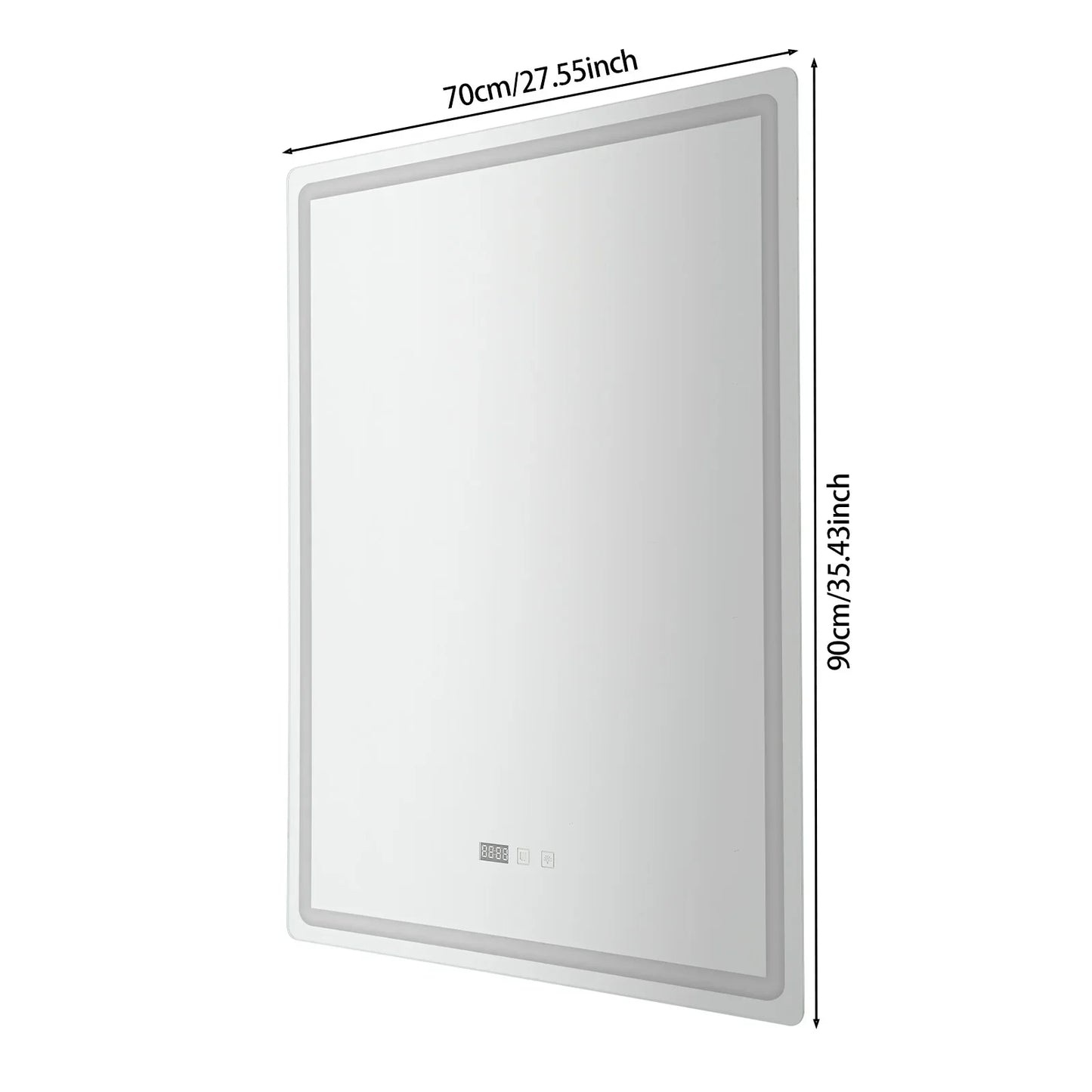 Claravo Edge | Rechteckiger LED Wandspiegel mit Antibeschlag & Touch-Dimmer, 3 Lichtfarben