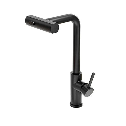 Moderne Küchenarmatur mit herausziehbarer Wasserfall-Handbrause aus Edelstahl