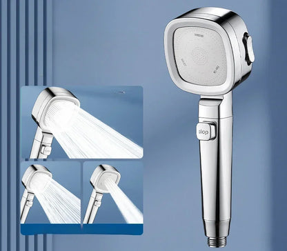 HydraFlow – Hochdruck Duschkopf mit 3 Strahlarten & Wasserspar-Funktion