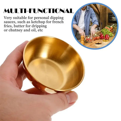 Aurinkó Set | Goldene Edelstahlschälchen für Saucen & Gewürze – 2er/4er Servierschalen-Set