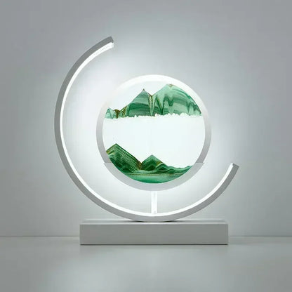 Soluna Drift | LED-Tischlampe mit bewegtem Sandbild & 3D-Stundenglas-Effekt