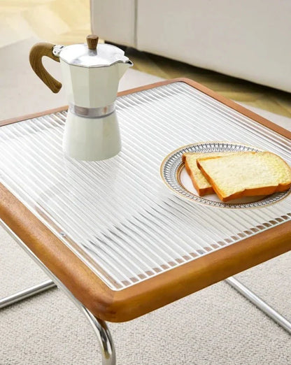 Solvia Cane | Runder Couchtisch aus Rattan mit Glasplatte im Mid-Century-Stil