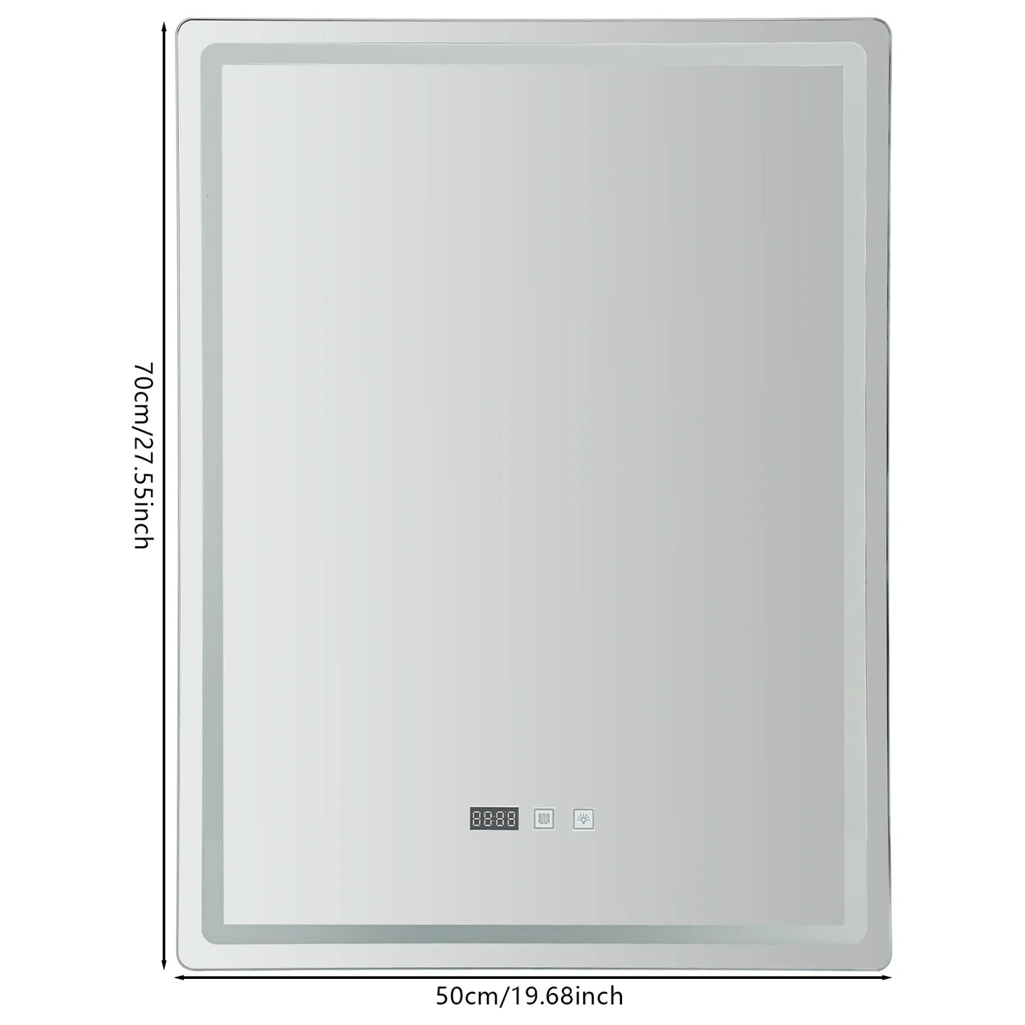 Claravo Edge | Rechteckiger LED Wandspiegel mit Antibeschlag & Touch-Dimmer, 3 Lichtfarben