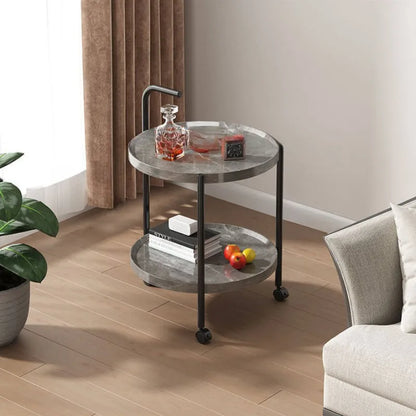 Floravelle | Zweistufiger Beistelltisch aus Holz mit Rollen