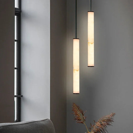 Lunvero Minara | LED-Pendelleuchte aus Marmor und Kupfer für stilvolle Wohnräume