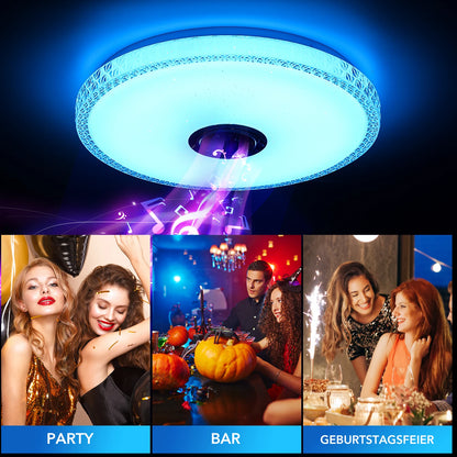 Lunavi Crystal | LED-Deckenleuchte mit Bluetooth-Lautsprecher und RGB-Farbwechsel