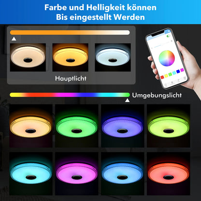 Lunavi Crystal | LED-Deckenleuchte mit Bluetooth-Lautsprecher und RGB-Farbwechsel