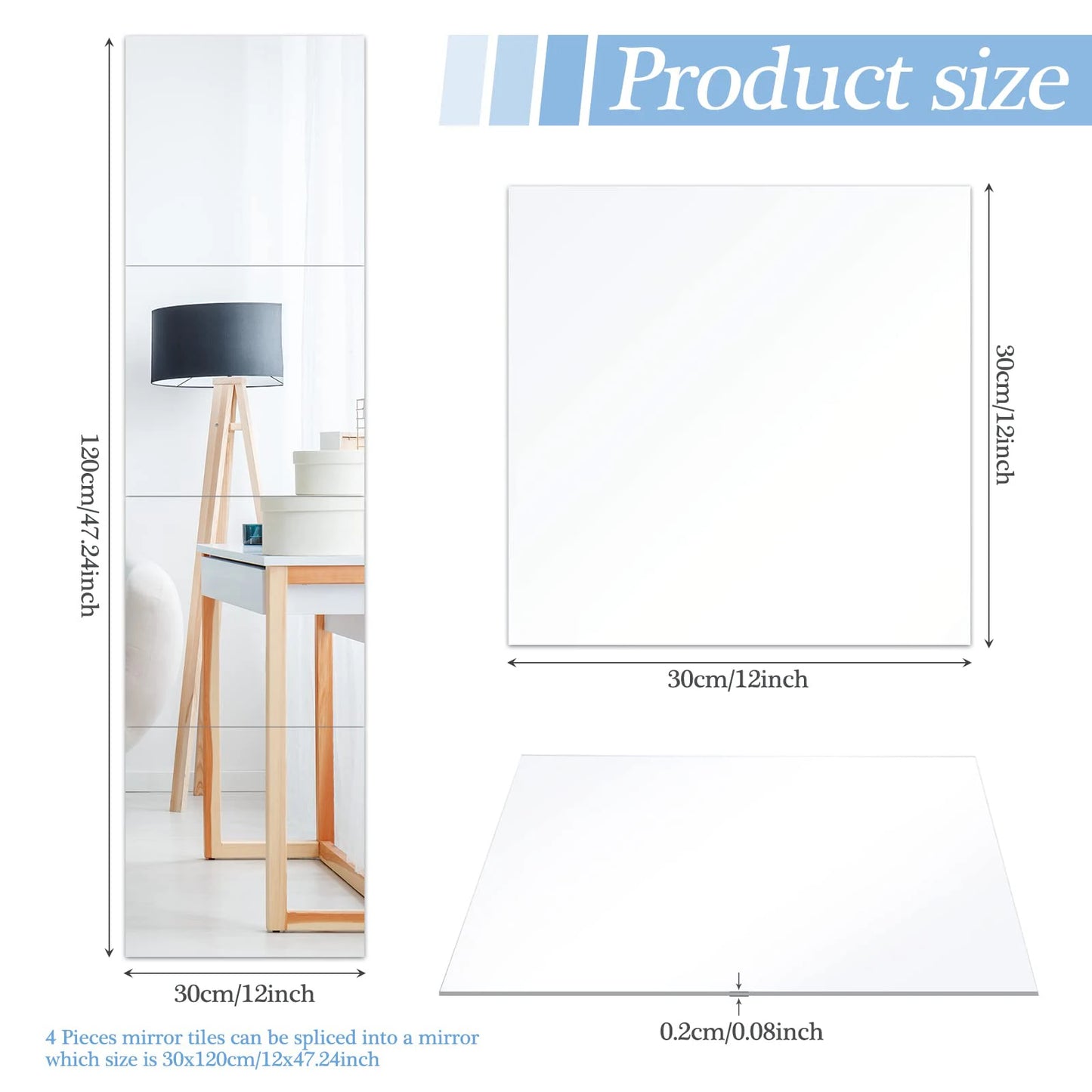 Reflekta Set | 4 flexible Acrylspiegel-Sticker in 3D-Optik (2 mm Stärke)