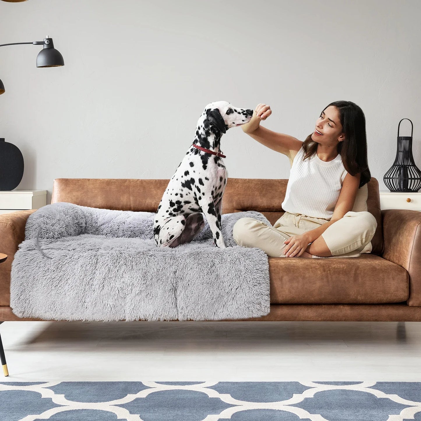 Pawz Road Fluffy Hundekissen | Sofa-Schutzkissen | Modular & Waschbar | Anti-Rutsch | Für Hunde jeder Größe