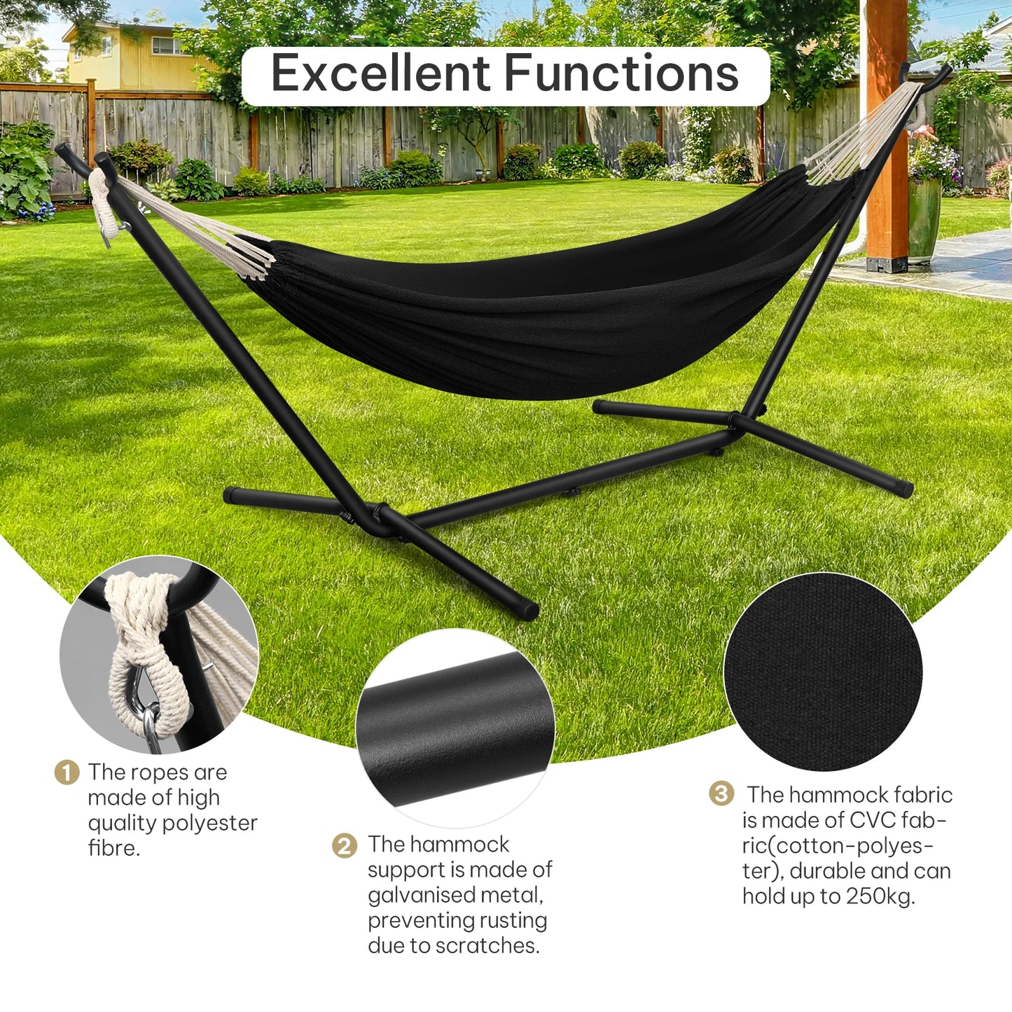 Lunava Rest | Tragbare Doppel-Hängematte mit Stahlgestell für Garten & Camping