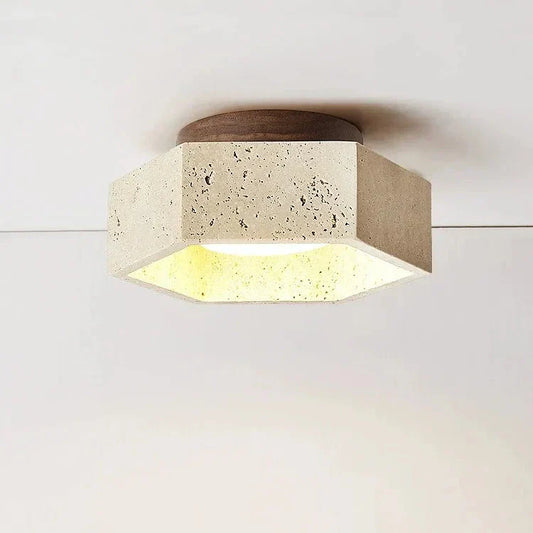 Albora – Wabi Sabi LED Deckenlampe aus Travertin Naturstein