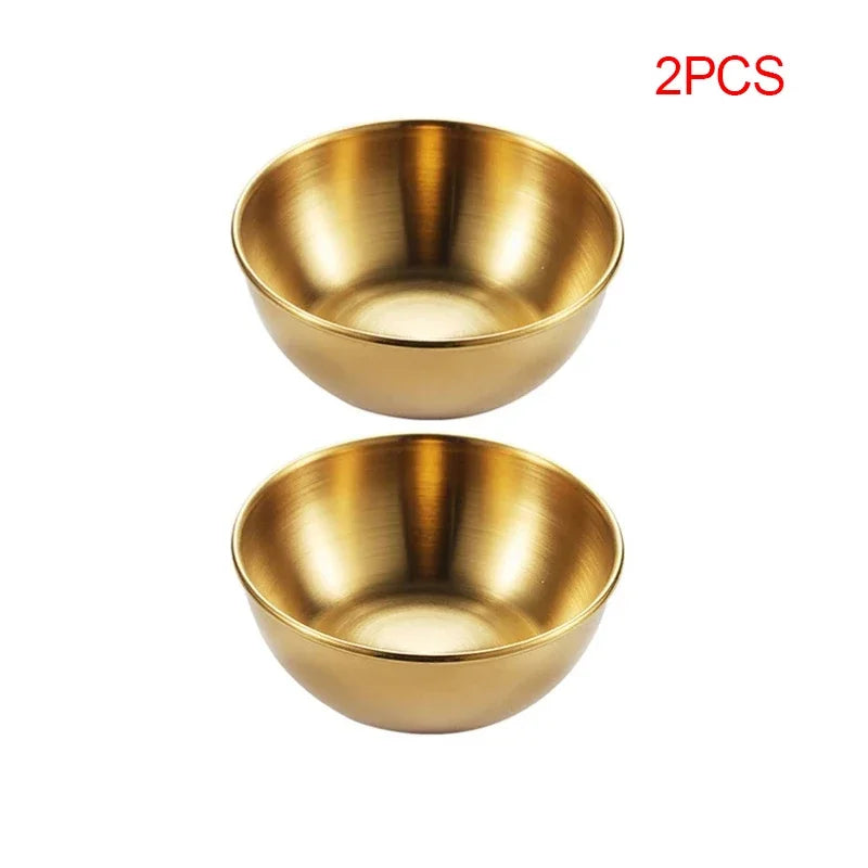 Aurinkó Set | Goldene Edelstahlschälchen für Saucen & Gewürze – 2er/4er Servierschalen-Set