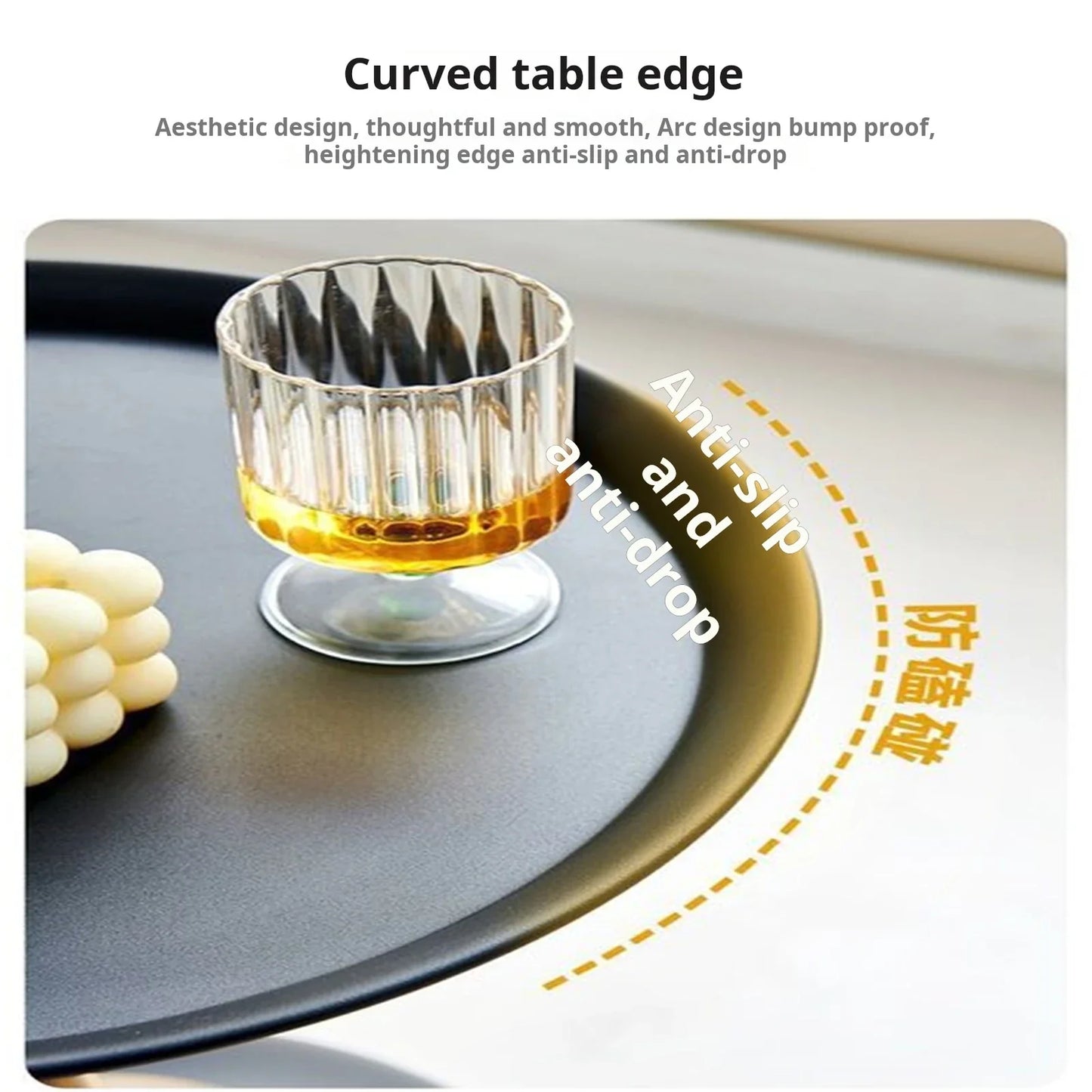 Auranelle | Runde Design-Beistelltisch im hellen italienischen Luxusstil