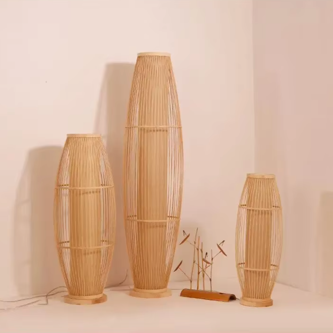 EcoBambu | Umweltfreundliche Bambuslampe | Nachhaltige LED-Stehleuchte mit natürlichem Design für Wohnzimmer