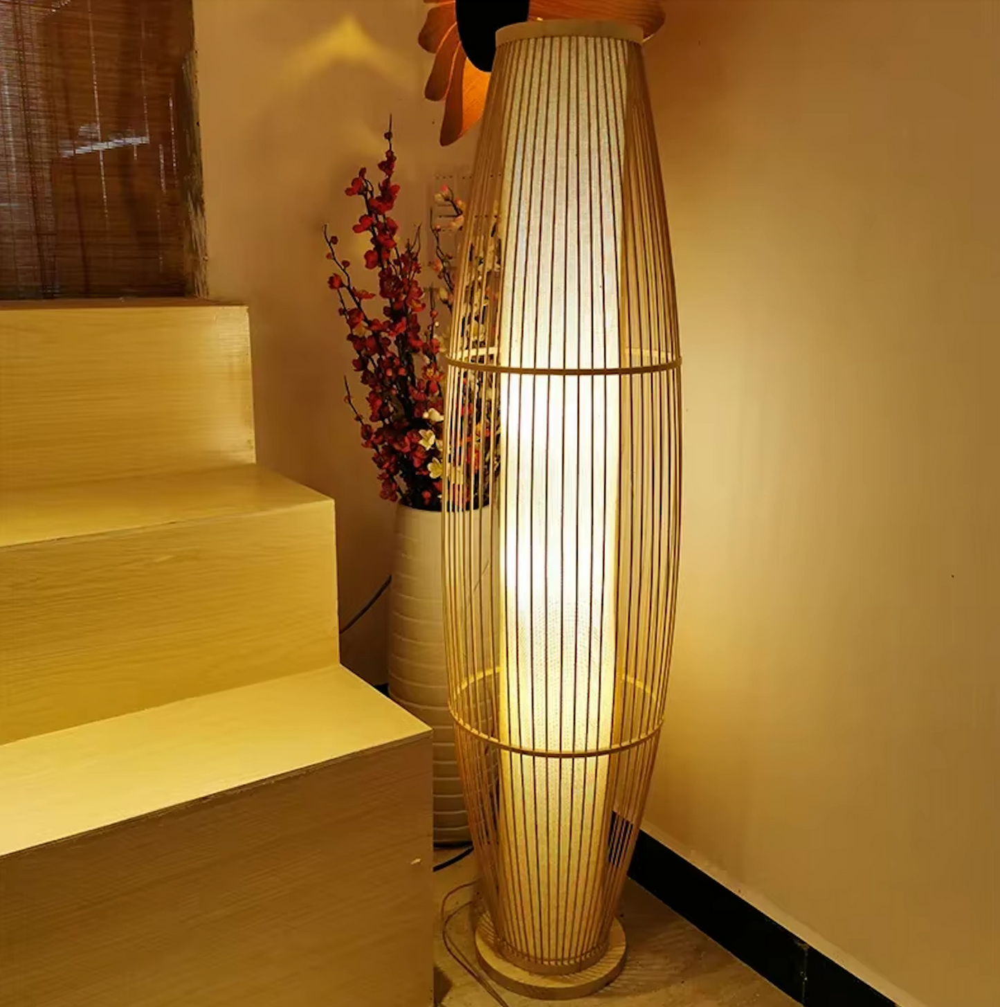 EcoBambu | Umweltfreundliche Bambuslampe | Nachhaltige LED-Stehleuchte mit natürlichem Design für Wohnzimmer
