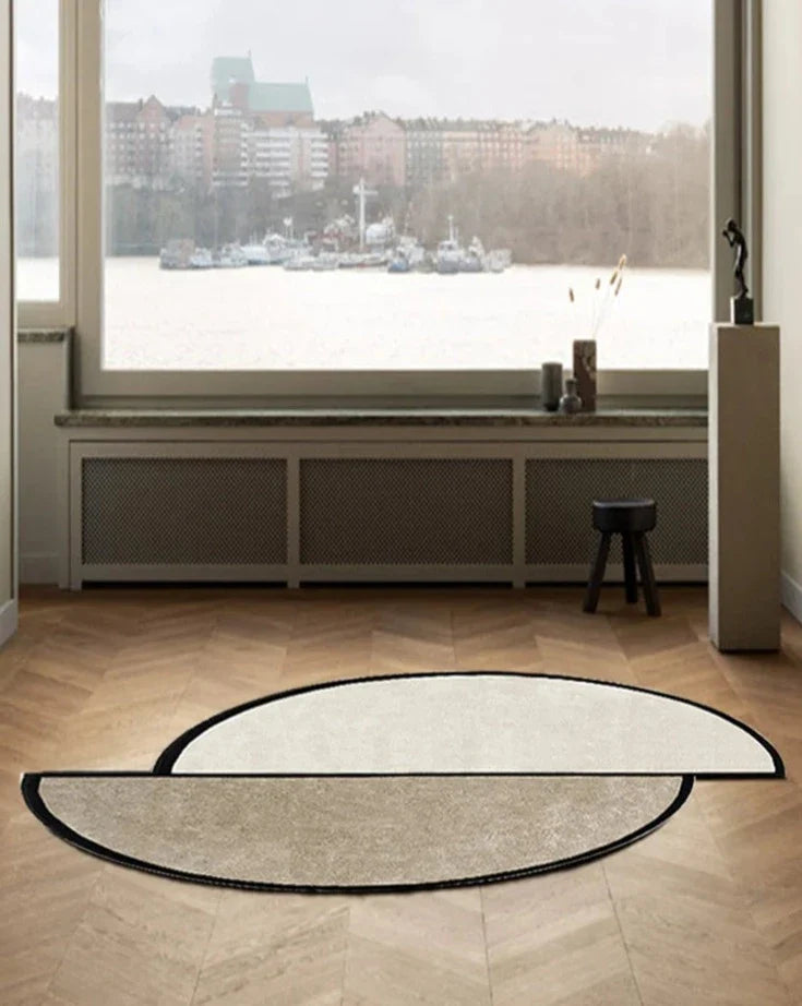 Arketa Halo | Waschbarer Design-Teppich in unregelmäßiger Halbkreisform