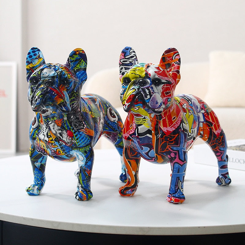 Bulldoro Graffitino | Farbintensive Dekofigur eines French Bulldogs aus Kunstharz