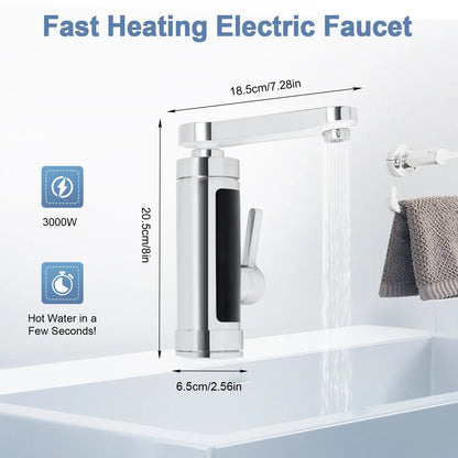 Brisenna | Keukenkraan met directe verwarming & 360° draaibare uitloop | 3000W RVS-watertap voor warm- & koudwater