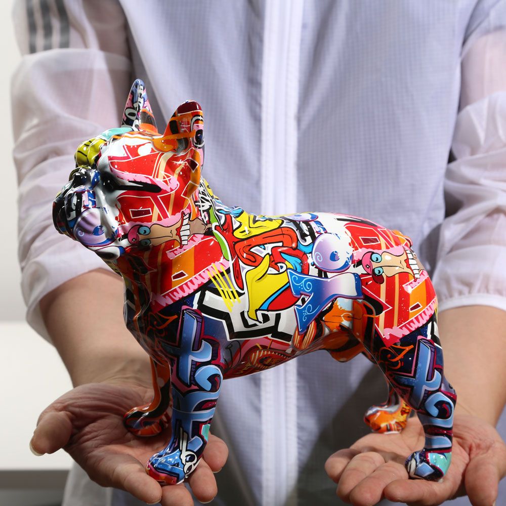 Bulldoro Graffitino | Farbintensive Dekofigur eines French Bulldogs aus Kunstharz