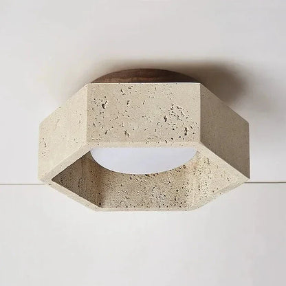 Albora – Wabi Sabi LED plafondlamp van travertijn natuursteen