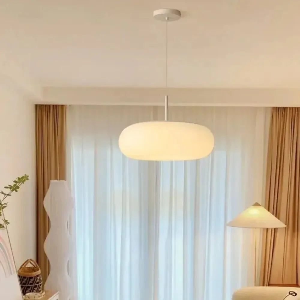 Nyxora | Moderne Hängeleuchte in Creme im minimalistischen Kronleuchterstil mit warmem LED-Licht