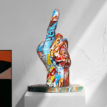 Brunno Figur | Graffiti-Handskulptur aus Kunstharz als provokantes Statement-Piece