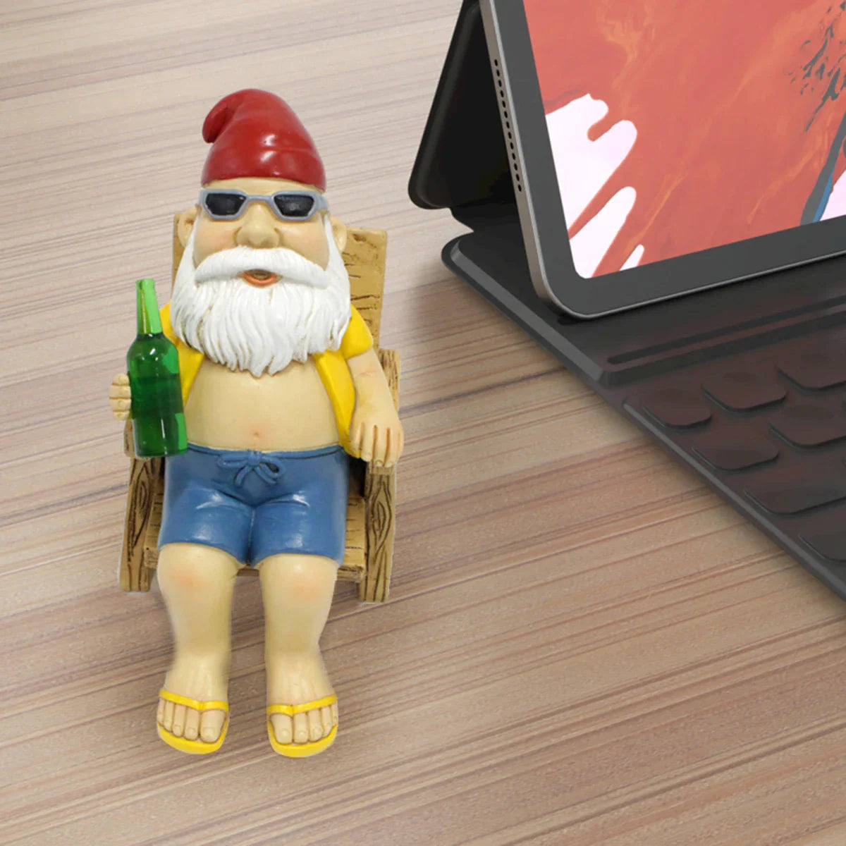 Gartenzwerg Sonnenanbeter | Zwerg mit Liegestuhl | Wetterfeste Gartenfigur | Kunstharz