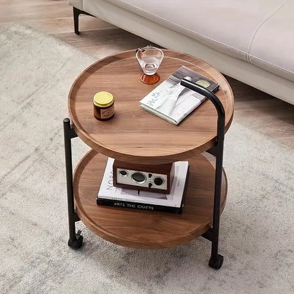 Floravelle | Zweistufiger Beistelltisch aus Holz mit Rollen