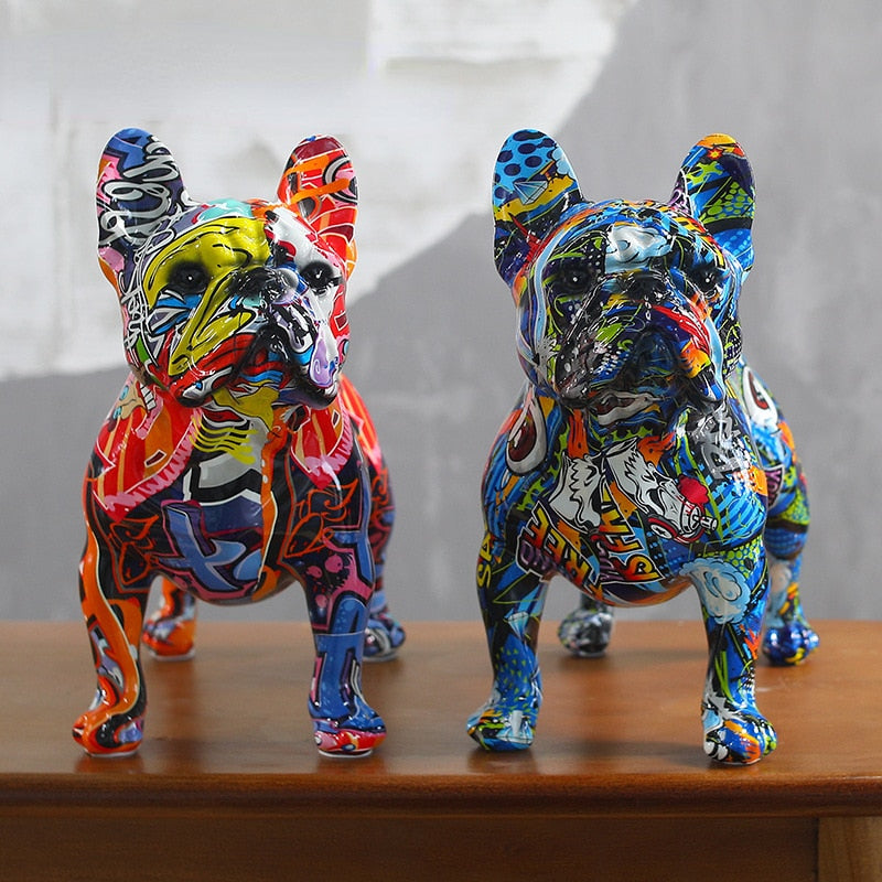 Bulldoro Graffitino | Farbintensive Dekofigur eines French Bulldogs aus Kunstharz