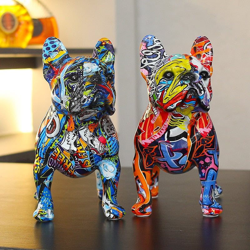 Bulldoro Graffitino | Farbintensive Dekofigur eines French Bulldogs aus Kunstharz