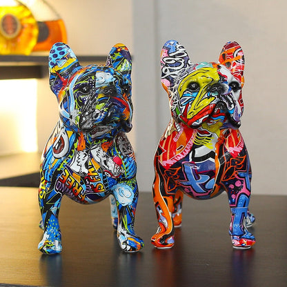 Bulldoro Graffitino | Farbintensive Dekofigur eines French Bulldogs aus Kunstharz