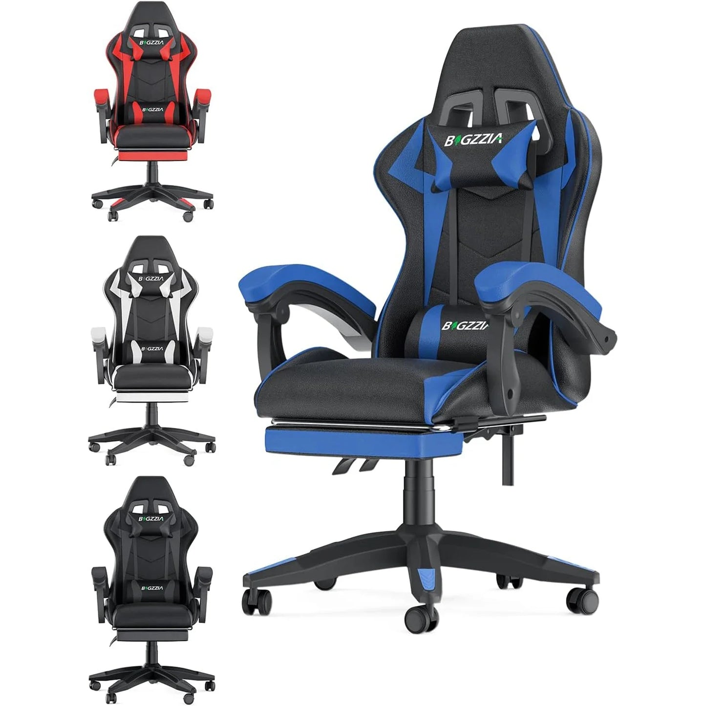 Serava – Ergonomischer Gamingstuhl mit Fußstütze, Lendenkissen & Verstellbarer Höhe