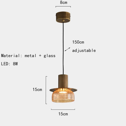 Candelora – nowoczesna kreatywna szklana lampa wisząca z efektem pęknięć i bursztynowym wykończeniem