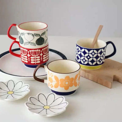 Brenvika | Keramik-Kaffeetasse im Retro-Stil, in 8 Designs erhältlich