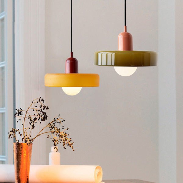Lunari Halo | Hängeleuchte aus farbigem Glas im Bauhaus-Stil