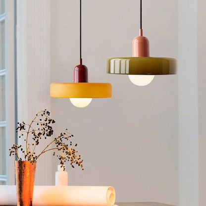 Lunari Halo | Hängeleuchte aus farbigem Glas im Bauhaus-Stil