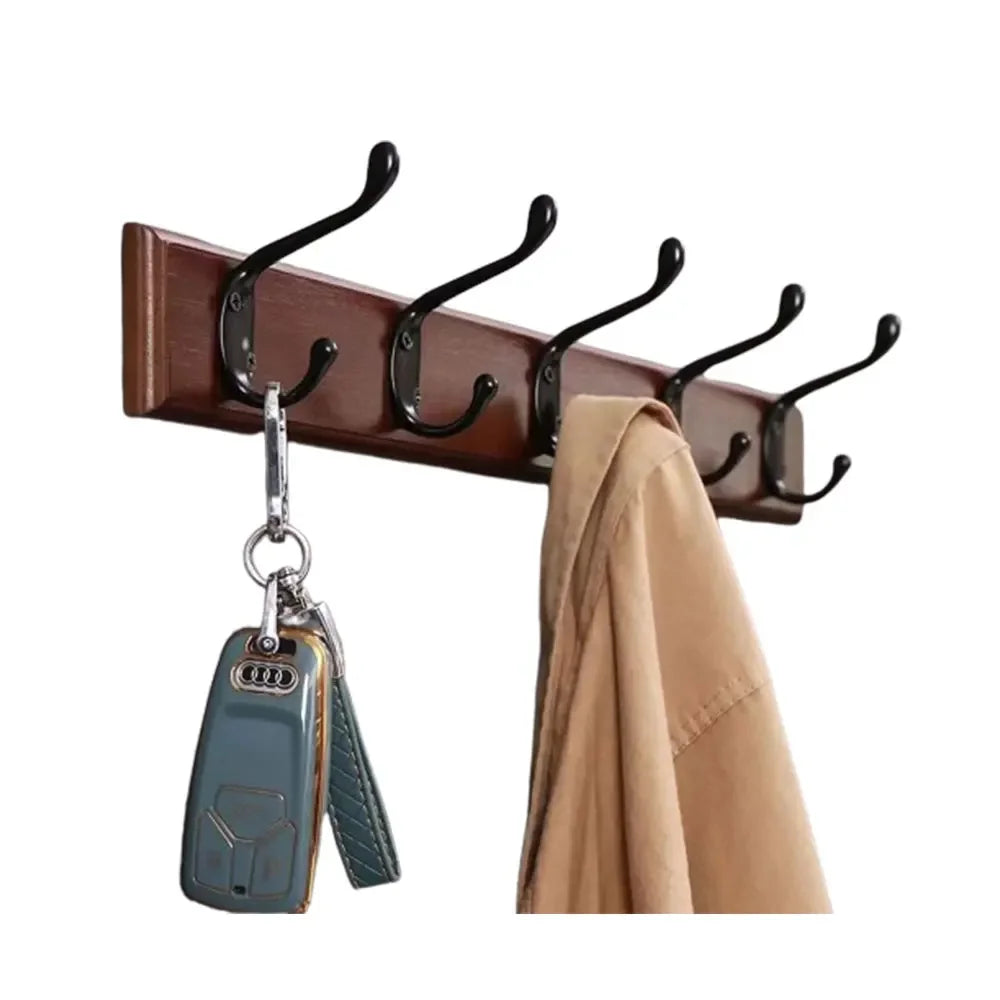 Wandgarderobe aus Massivholz mit Haken für Jacken & Hüte